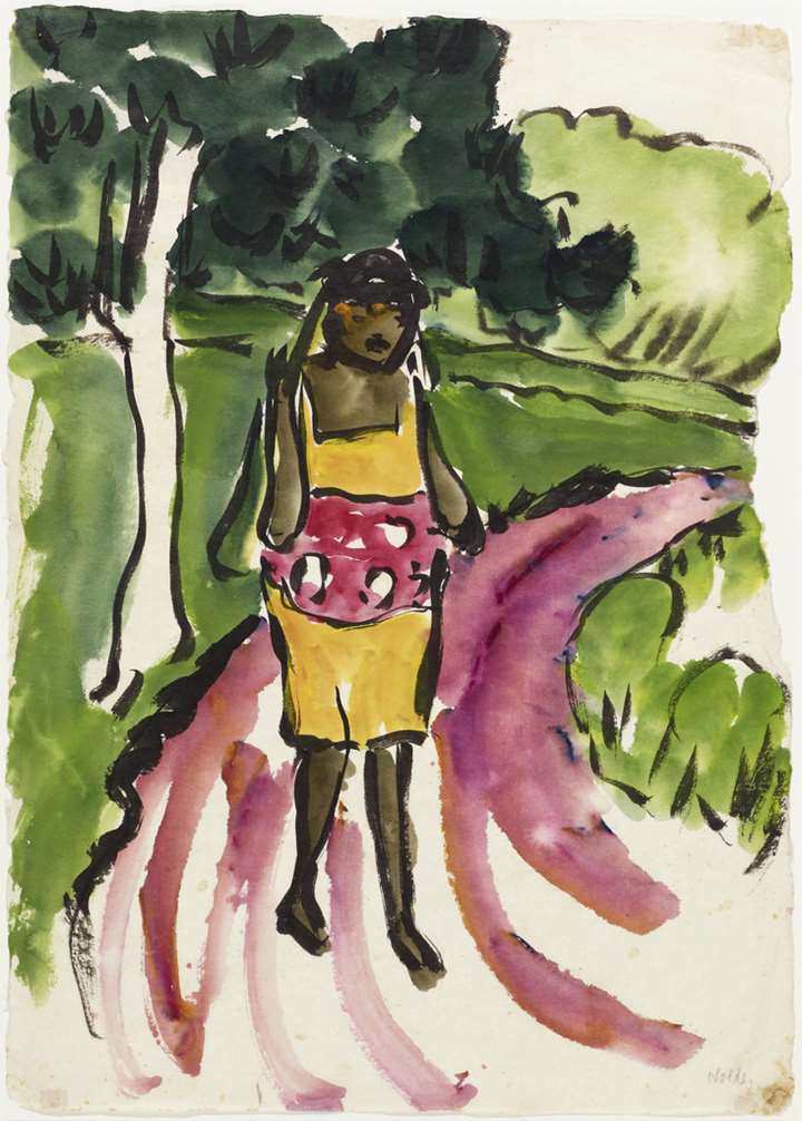 Südseemädchen in Landschaft